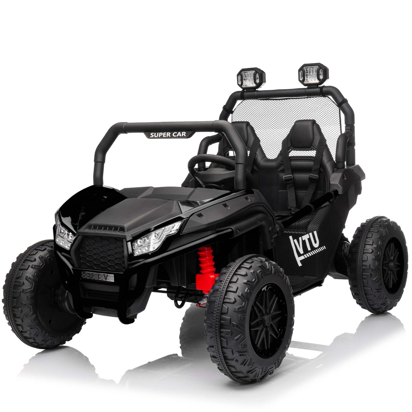 Stormwave 24 Volt Ride on Toys with Remote, Electric Powered off-Road UTV with 2 XL Seater, 4x200W 5MPH Max, 4X4/2X2 Switchable, 3 Speeds, Bluetooth, Storage