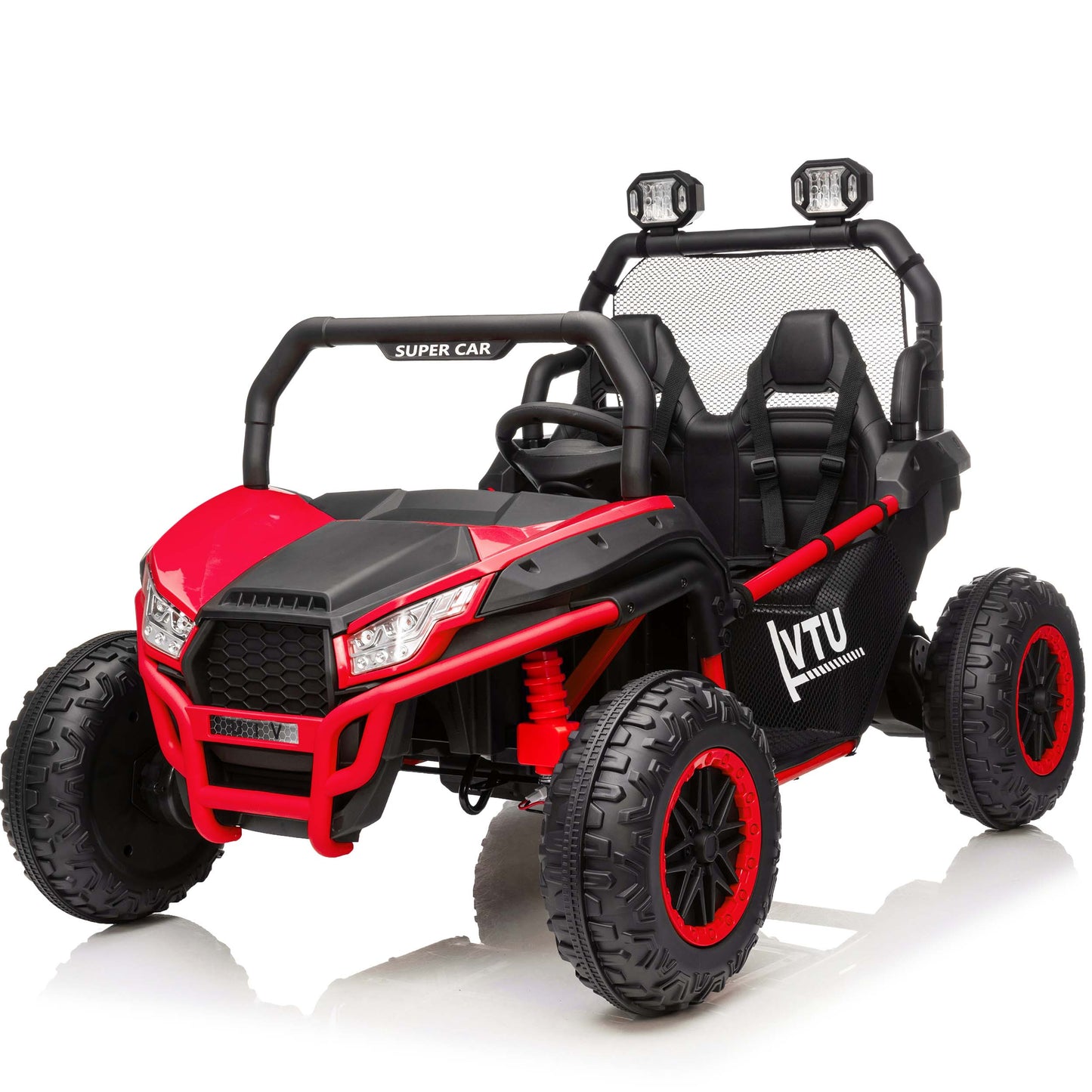 Stormwave 24 Volt Ride on Toys with Remote, Electric Powered off-Road UTV with 2 XL Seater, 4x200W 5MPH Max, 4X4/2X2 Switchable, 3 Speeds, Bluetooth, Storage