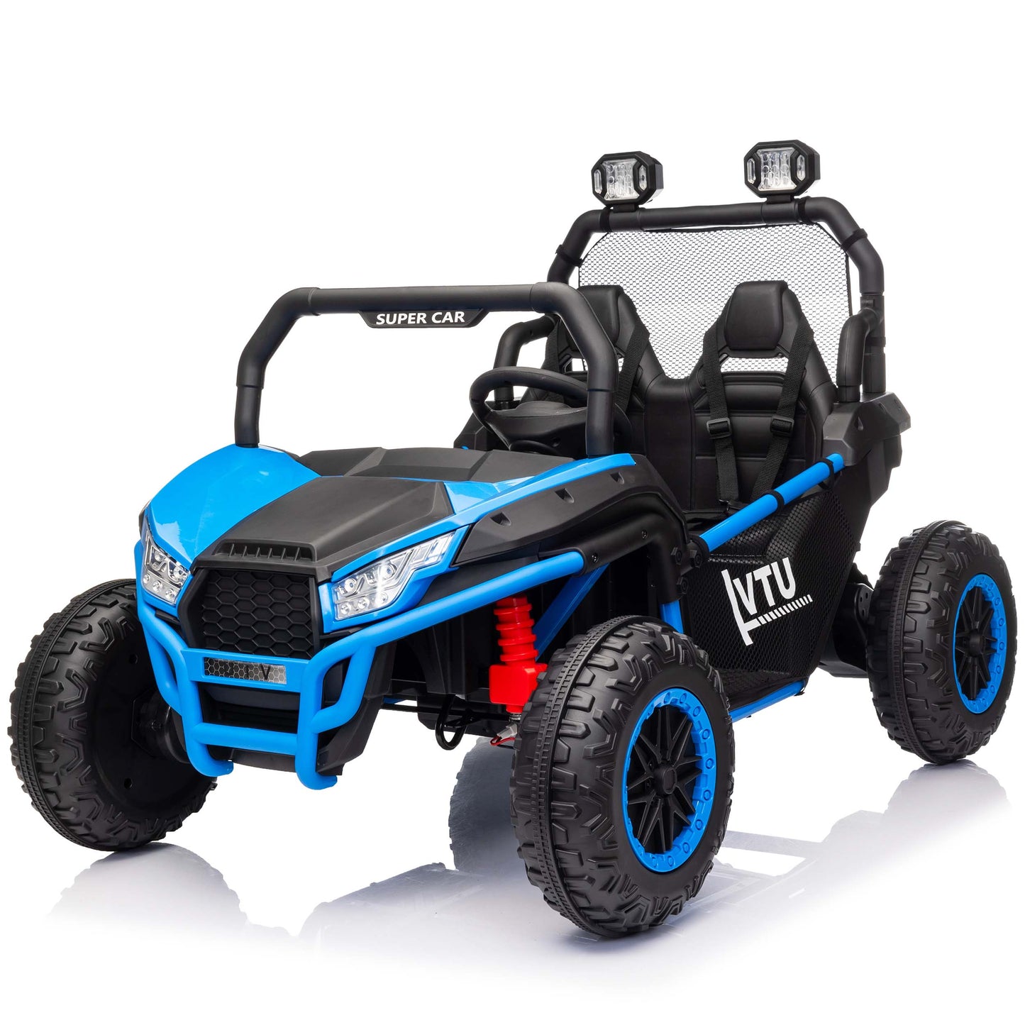 Stormwave 24 Volt Ride on Toys with Remote, Electric Powered off-Road UTV with 2 XL Seater, 4x200W 5MPH Max, 4X4/2X2 Switchable, 3 Speeds, Bluetooth, Storage