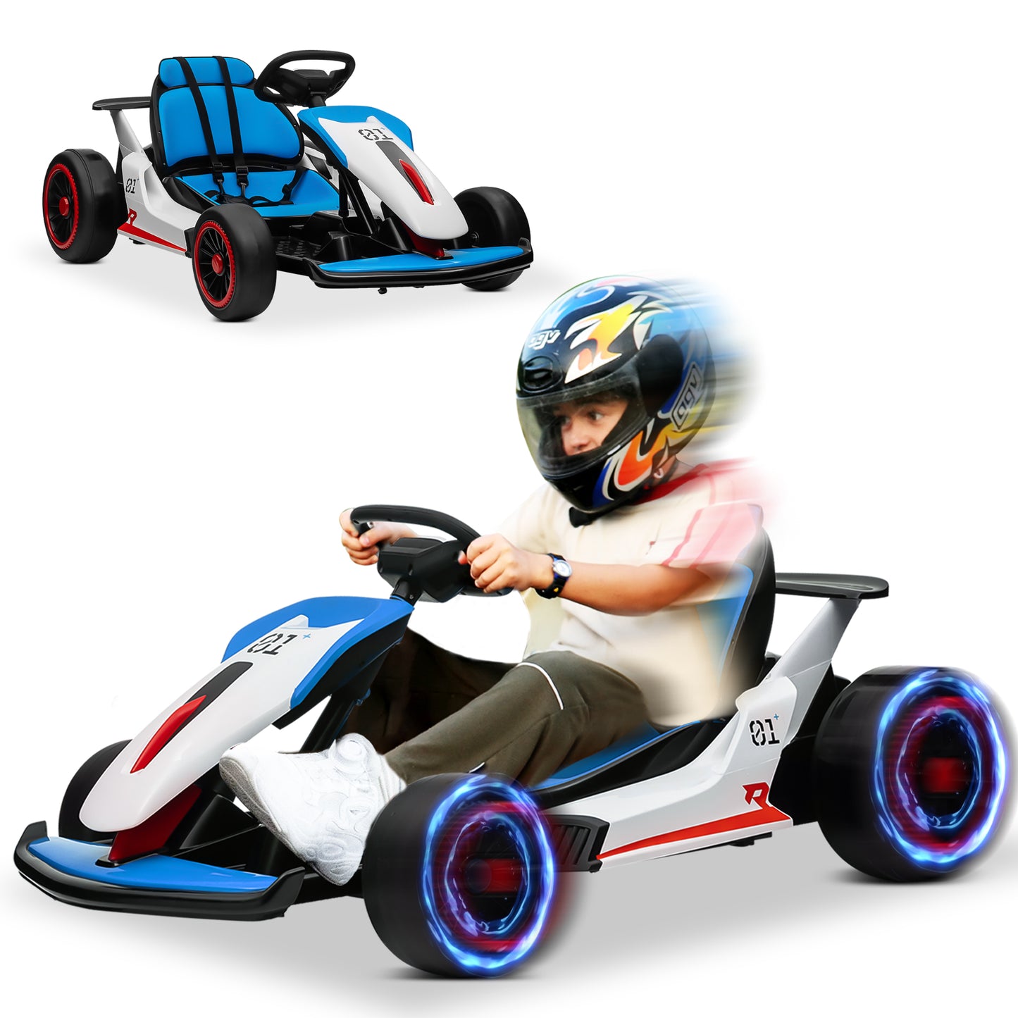 STORMWAVE 24V Electric Go Kart for Kids, 400W Battery Powered Ride on Toys, Gift for Boys Girls Age 6+, Rose,Blue,Green,Red,Black-3888