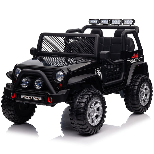 STORMWAVE 24V 2 Seater Kids Ride on Truck with Remote Control, 2×200W Motor, Electric Battery Powered Toys Car w/ 4 Wheels Spring Suspension, 3 Speeds, LED Lights, Bluetooth Music, Black